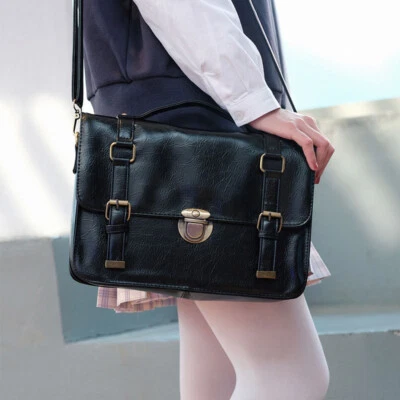 Bolso de mano japonés estilo preppy de cuero PU para mujer Bolsos escolares para estudiantes Mensajero Foto 1 de 4