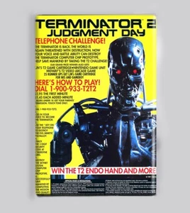 TERMINATOR 2 / 1900 NUMBER AD  - 2"x3" POSTER MAGNET schwarzenegger 1991 cameron - Picture 1 of 2