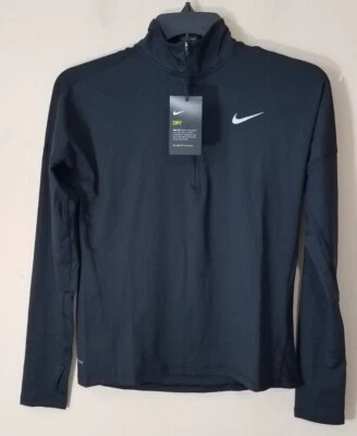 Pulôver Nike Running Feminino Pequeno S Dri-Fit 1/4 Zíper Manga Longa Top Preto NOVO - Imagem 1 de 4