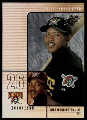2000 SPx Rico Washington Rookie 1474/1600 Pittsburgh Pirates #183 R11 - Image 1 of 2