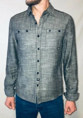 You'll be a hit w VINTAGE TAVIK Shacket- Long Sleeve Medium Gray Shirt/Jacket! - Image 1 of 3
