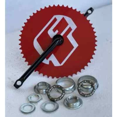 FULLSET BICYCLE CRANK GT 52T / BMX | BB Bearing | S-Arm (RED) - Image 1 of 4