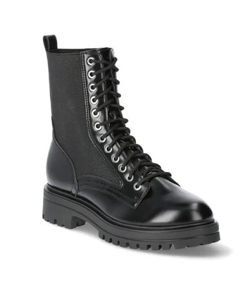 Botas de combate de punto para mujer No Boundaries, encaje ajustable, negras, talla 9 Foto 1 de 4
