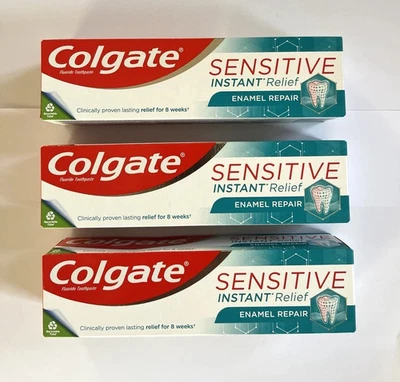3 x Colgate Sensitive Instant -Relief Enamel repair Toothpaste 75ml EXP 03/2026 - Image 1 of 4