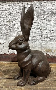 Long-Earred Rabbit Hare Brown Cast Iron Bunny Rabbit , 10.5” x 7” - Picture 1 of 4