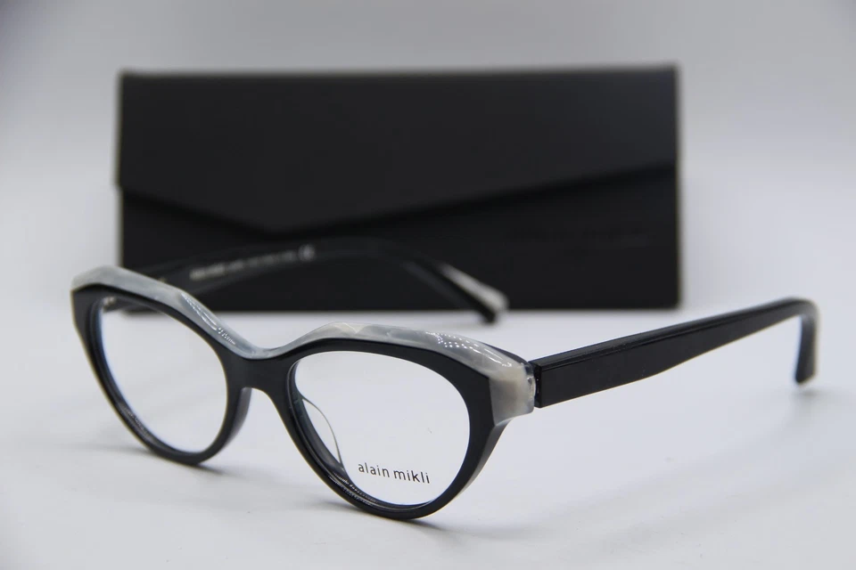 НОВЫЙ ALAIN MIKLI A03098 001 ЧЕРНЫЙ БЕЛЫЙ ПОДЛИННЫЙ ОПРАВЫ ОЧКИ 50-17 - Изображение 1 из 4