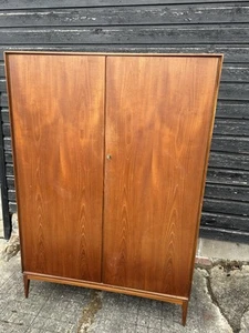 Vintage Retro Mid century Mc Intosh Teak Wood Large Double Wardrobe Danish Style - Picture 1 of 17