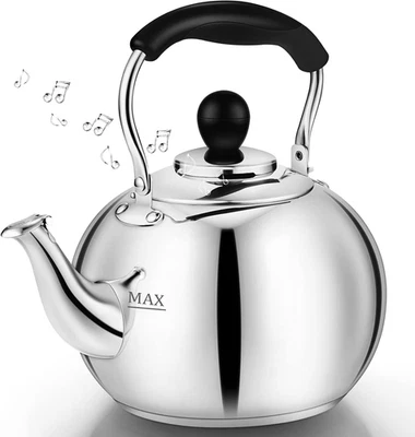 Whistling Tea Kettle Stovetop - 2.3 Quart round Tea Pot for Stovetop, Silver Mir - Image 1 of 4
