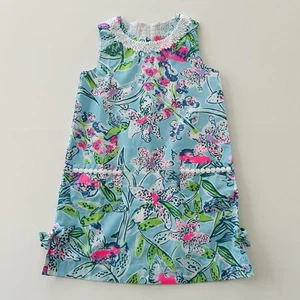 Lilly Pulitzer Girls 8 Blue Pink Floral Dress Spring Summer - Picture 1 of 8