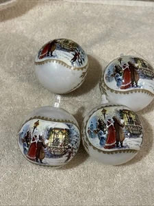 Vintage Glas Christbaumschmuck 4er Set Weihnachtslieder - Bild 1 von 6