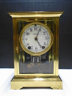 Antique SETH THOMAS Brass & Glass Crystal Regulator Empire Clock - Parts/Repair - Image 1 of 4