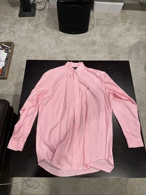 Camisa de vestir vintage Polo Ralph Lauren para hombre talla mediana rosa guinga Foto 1 de 4