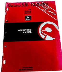 John Deere 65 Riding Mower OMM81910 Operators Manual Book - Picture 1 of 4