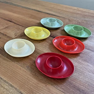 SET OF SIX Vintage Revolit Melamine Egg Cups Mod West Germany Colorful Retro MCM - Picture 1 of 5