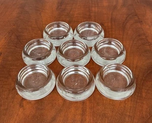 Vintage Hasel-Atlas 8er Set Klarglas Möbelbeine Untersetzer 2 7/16" - Bild 1 von 9