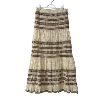 Maxi Falda Chico's Crochet Gasa Ribete Talla 1 (US 8) Crema Boho en Niveles Foto 1 de 4
