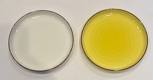 VGC Set of 2 Sweese Ceramic Side Salad Plates (7.5”). Solid White + Yellow - Picture 1 of 5