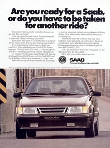 1989 Saab: Are You Ready for a Saab Vintage Print Ad - Picture 1 of 1