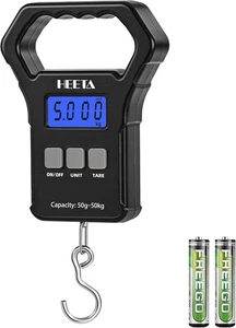 HEETA 110lb Bilancia da Pesca Digitale da Appendere Retroilluminata LCD Bilancia Bagagli con Gancio - Foto 1 di 8