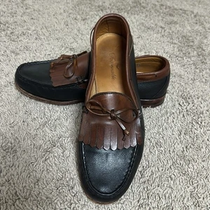 Mocasines Faconnable Hombre Negro Marrón Kiltie Hecho en EE. UU. Talla 10 EEE - Imagen 1 de 12