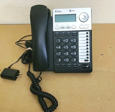 AT&T 2-Line Business Office Phone w/ Speaker Phone & Caller ID Black Works - Image 1 of 4