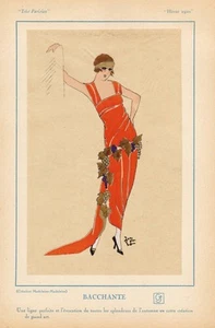 Mode Art Déco Bacchante Hiver Lithographie Très Parisien 1920 - Picture 1 of 1