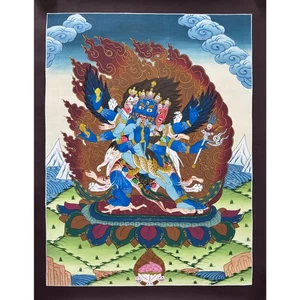 Quadro Vajrakilaya Thanka, raro originale dipinto a mano arte tibetana - Foto 1 di 9
