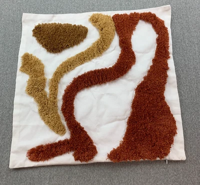 Capa de travesseiro boêmia tecido texturizado moderno 18 x 18 zíper quadrado ferrugem amarela - Imagem 1 de 4