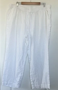 Talbots Women Linen White Pull On Pants Sz 2X Drawstring Beach Pockets Lagenlook - Picture 1 of 11