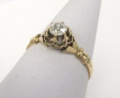 Antique Victorian Old Mine Cut Diamond Solitaire Engagement Ring H/SI1 0.38ct - Image 1 of 4