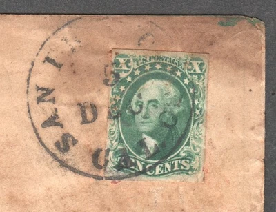 1855 US #15 Type III Full Margins on Cover San Francisco to North Danvers, Mass - Image 1 of 3