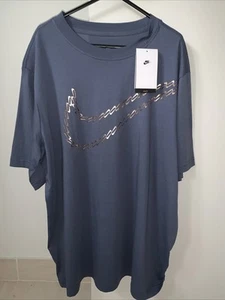 Women's Nike Loose Fit T-shirt Size L Blue Swoosh Graphic BNWT - Picture 1 of 7