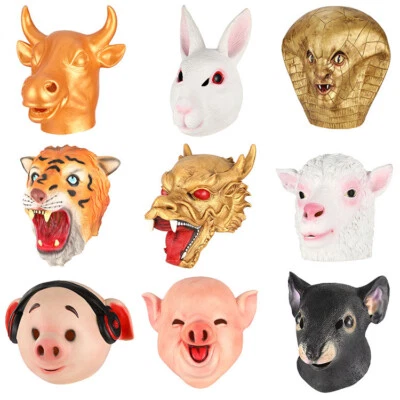 Masquerade Halloween Latex Fancy Animal Head Mask Creepy Party Cosplay Costumes - Image 1 of 3