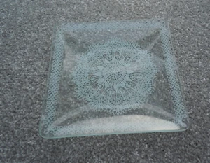 Vintage Chance Glass White Lace Dish 14cm / 5.5inch square - Picture 1 of 5