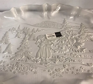 Bandeja de Navidad Mikasa Árbol Ovalado Canape Plato Grande Cristal Esmerilado 17" - Imagen 1 de 7