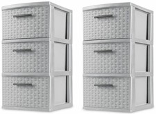 2 PACK 3 Drawer Storage Organizer Weave Cabinet Box Container Drawers Sterilite