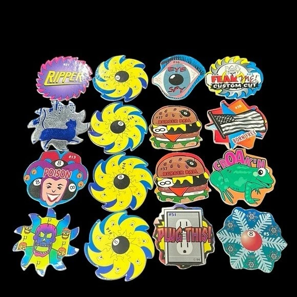 POGS Vintage 90s Milk Caps Set of 16 Irregular Shapes Collectible Game - Image 1 of 4