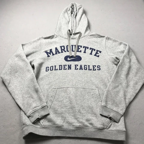 Marquette Golden Eagles Hoodie Mens Small Gray Nike Sweatshirt Logo NCAA Fleece Cover