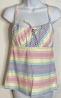 Sujetador Tankini Lands End Arco Iris Rayas Corbata Frontal Nuevo con Etiquetas 4 Con Aros UPF 50 Ajustable Foto 1 de 3