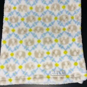 Blankets & Beyond White Baby Blanket Gray Elephants Blue Trellis Tile Fleece - Picture 1 of 5