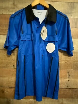 KWIKGOAL SOCCER REF SHIRT BLUE BLACK MEDIUM NWT - Image 1 of 3