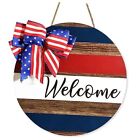  4th of July Patriotic Welcome Door Sign 12'' Independence Day Rustic American 