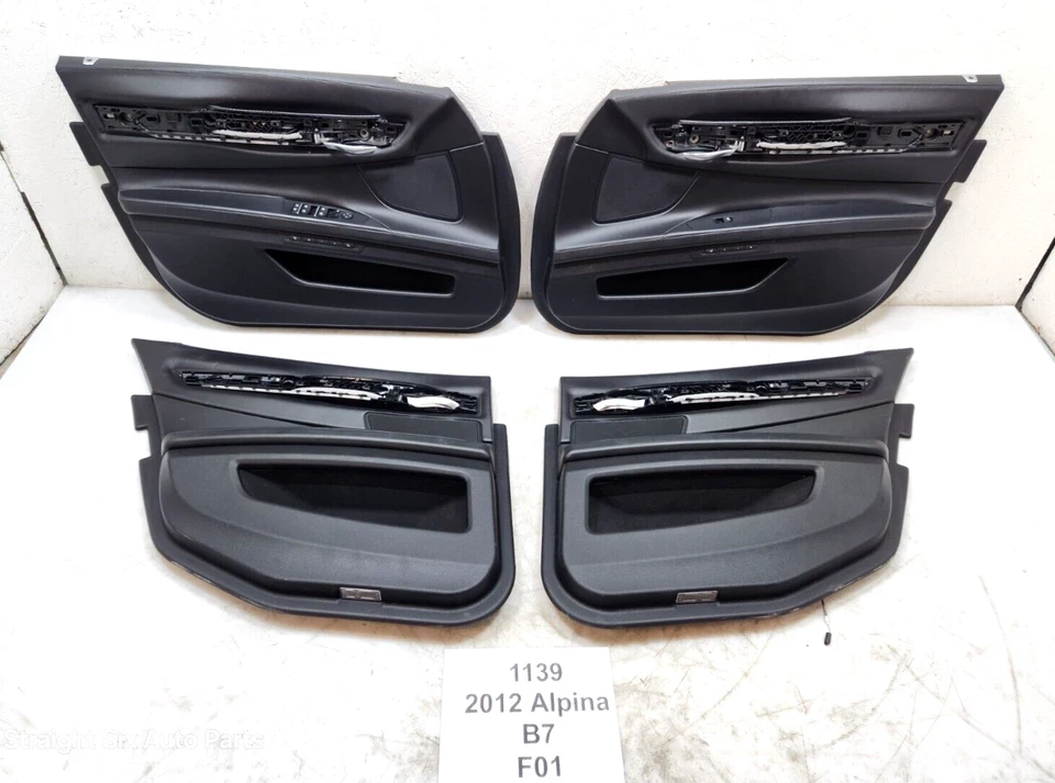 ✅ 10-15 OEM BMW F01 750 Alpina B7 Puerta Trasera Delantera Panel Tarjeta Cuero Napa CONJUNTO Foto 1 de 4