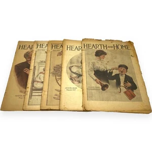 1917-1918 Hearth And Home - Magazines - Lot of 5 Issues - Vintage Augusta Maine - Foto 1 di 6