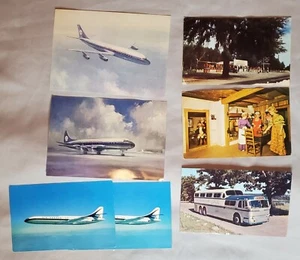 Lote De 7 Postales De Colección, Aviones, Autobús Galgo, Años 60 Viaje EE. UU. - Imagen 1 de 3