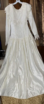 Vestido de novia vintage años 80 Jessica McClintock marfil encaje satinado talla 11 EE. UU. Foto 1 de 4