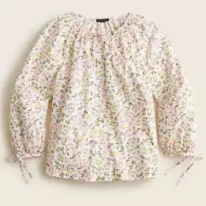 NUEVO CON ETIQUETAS $98 J.Crew Para Mujer XL Mangas Corbata Botones Frontal Algodón Camisa Prado Floral - Imagen 1 de 1