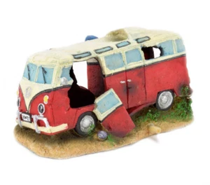 Aquarium Dekoration Transporter Hippie Bus Bulli Auto T1 Autowrack Aquarien Deko - Bild 1 von 4