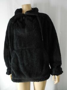 FREE PEOPLE faux fur shaggy pullover Jacket Parka size Small black zip NWT