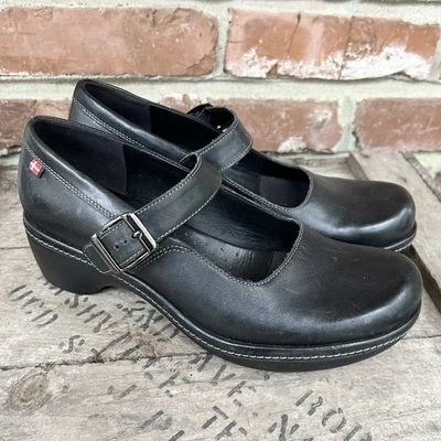 Zapatos de tacón Ecco Mary Jane cuñas para mujer talla 38/7-7,5 cuero negro cómodo Foto 1 de 4